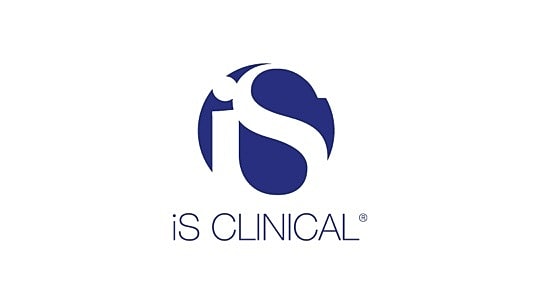 iS Clinical logo on a blue background