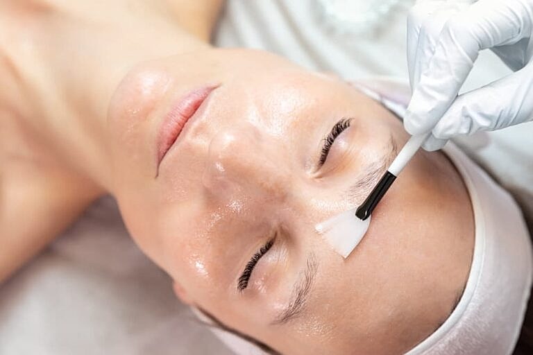 Facial treatment in a spa setting.