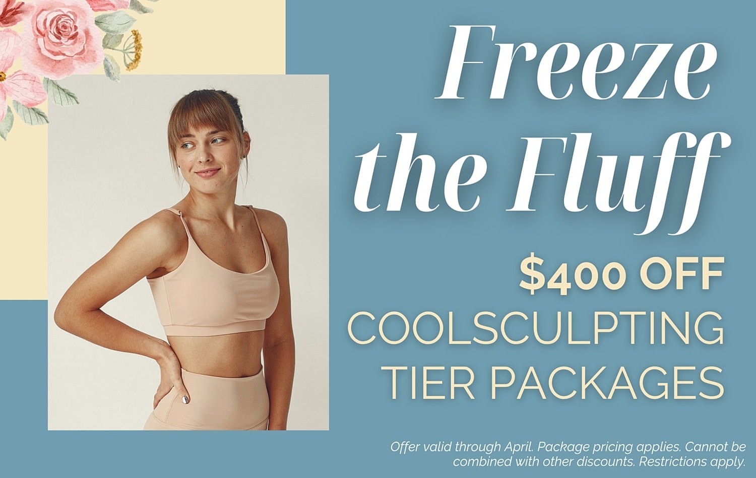 CoolSculpting promotion with smiling woman in activewear.