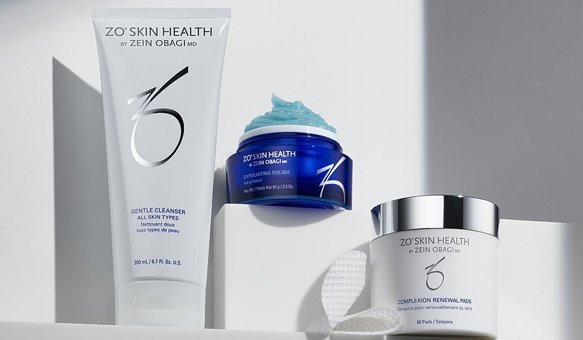 ZO Skin Health skincare products on display.