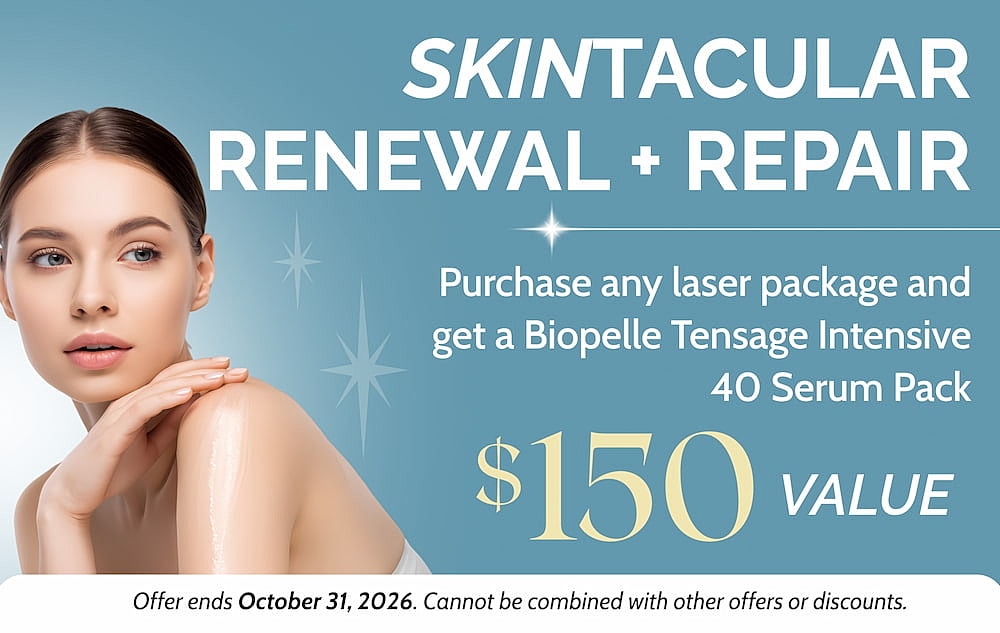 Skincare promotion for laser package and serum.