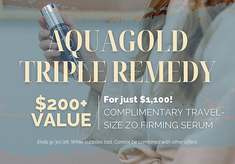 AquaGold Triple Remedy promotional offer with serum.