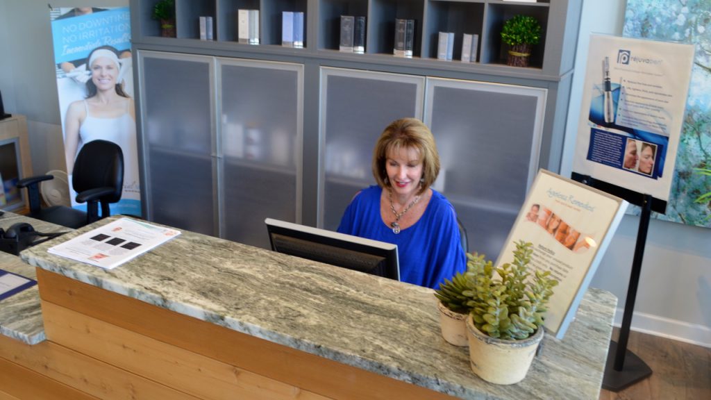 Charlene at the Ageless Remedies reception desk